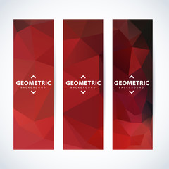 Vector red banners abstract triangle background