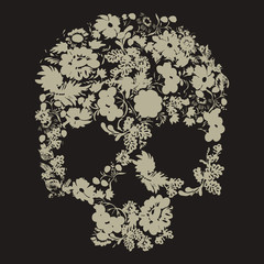 T-shirt graphics, typography. Skull Flower. Vector.