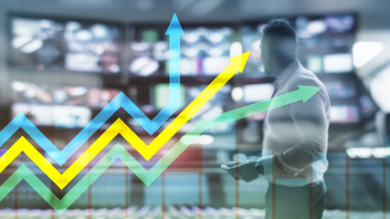 Financial growth arrows graph. Investment and trading concept.