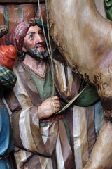 Characters from the escort of biblical kings who came to worship newborn Jesus, Nativity Scene,...