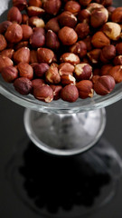 Hazelnuts in a glass bowl 