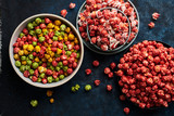 Different colors gourmet popcorn