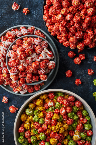 Different colors gourmet popcorn