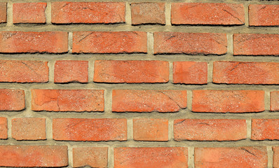 Obraz premium Old red brick and white plaster wall with cracked shabby surface texture background.Background and texture for text or image. 