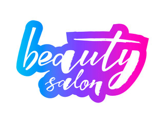 Beauty salon hand lettering logo. Design print for sticker, banner, poster, magazines, beauty shop, beauty saloon. Vector illustration. 