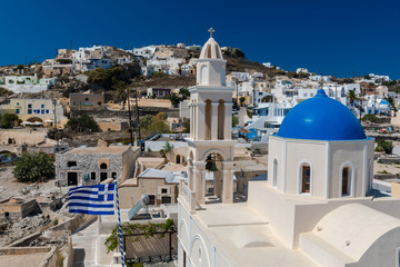 Fototapeta premium Santorini in Greece in summer hot sunset weather