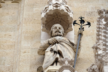 Statue of Saint Joseph on the portal of the Zagreb cathedral 