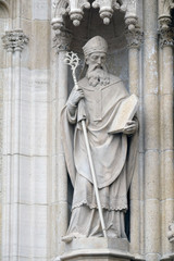 Fototapeta premium Statue of Saint Methodius on the portal of the Zagreb cathedral 