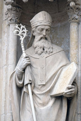 Fototapeta na wymiar Statue of Saint Methodius on the portal of the Zagreb cathedral 