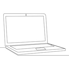 Continuous one single line Laptop vector concept