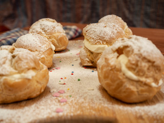 Fototapeta premium Delicious tender profiteroles