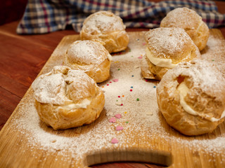 Delicious tender profiteroles