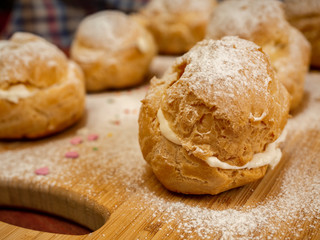 Delicious tender profiteroles