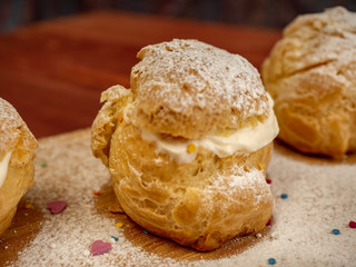 Delicious tender profiteroles