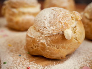 Delicious tender profiteroles