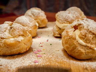 Delicious tender profiteroles