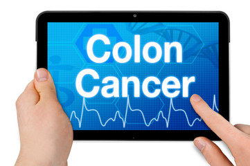 Tablet mit Touchscreen und englisch für Lungenkrebs - colon cancer