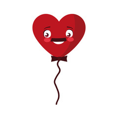 balloon helium with heart male kawaii character shape