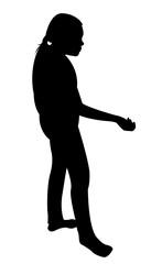 beggar girl asking money, gesture, silhouette vector