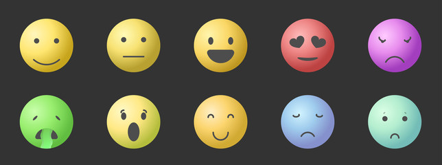 Vector set of Emoticons. Set of Emoji. Smile gradient style illustrations