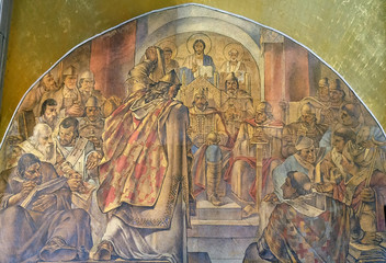 Fresco in the church of St. Mark in Zagreb, Croatia