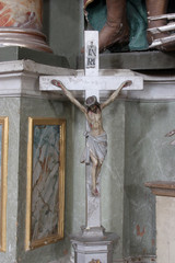 Cross on the altar in the parish church of Assumption in Marija na Muri, Croatia