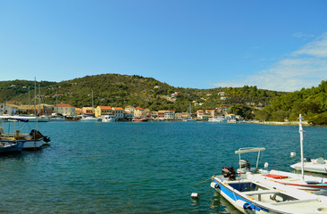 Fototapeta na wymiar Antipaxos harbour a Greek island in the Ionian sea