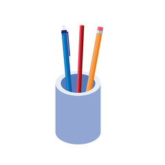 colors pencils and pen supplies in holders