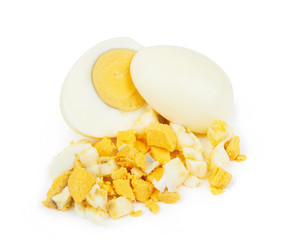 boiled egg on white