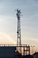 Transmitter towers, blue sky