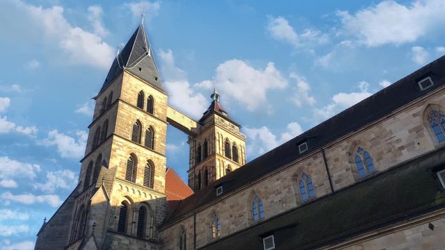 Famous St. Dionysius church at Market Square of Esslingen, Germany