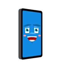 Happy Phone emotion isolated. lucky Smartphone Cartoon Style. Gadget joyful Vector