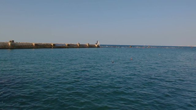 View to entrance to port Jaffa on the Mediterranean Sea