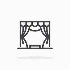 Theatre stage icon in line style. Editable stroke.