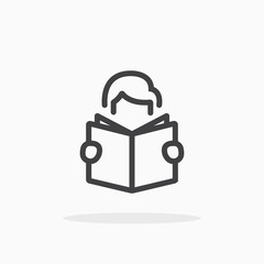 Reading icon in line style. Editable stroke.