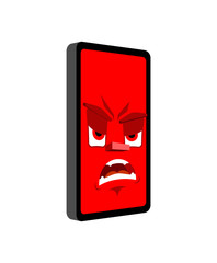 Phone angry emotion isolated. Evil Smartphone Cartoon Style. Gadget fierce Vector