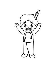 cute happy boy with birthday hat