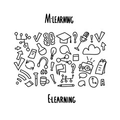 E-learning concept quote. Vector design set.