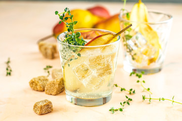 Summer drinks, thyme pear cocktails.