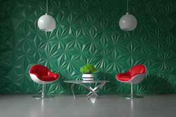 green living room interior 