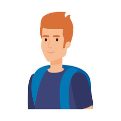 young man with travelbag avatar character