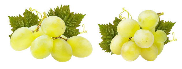 Fresh grapes isolated on white background with clipping pass