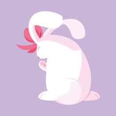 cute rabbit easter with bow character