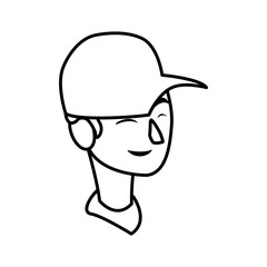 young man head with cap character