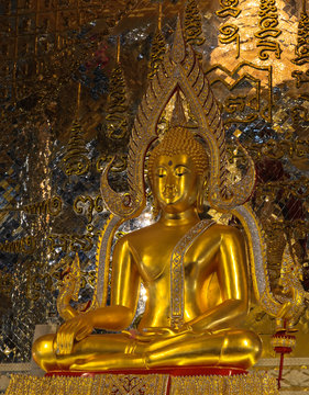 Buddha gold color in temple Thailand.