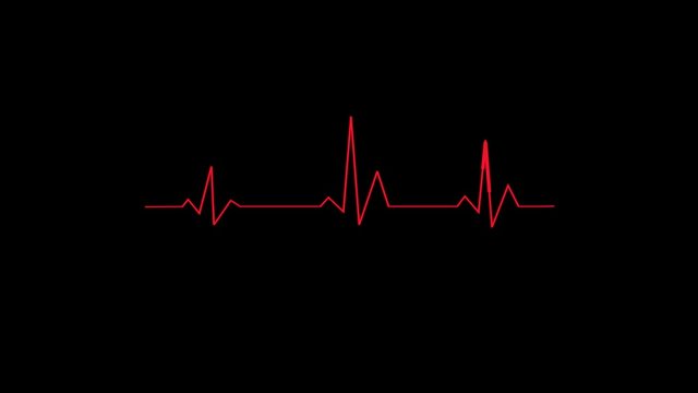 Three-dimensional red pulse of heartbeat, seamless background