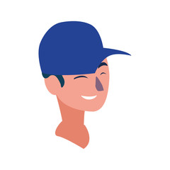 young man head with cap character