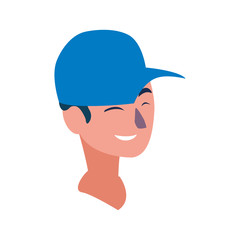 young man head with cap character