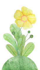 Hand-drawn watercolor flower arrangement. bouquet of stylized flowers