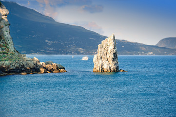 Summer evening on the Southern coast of Crimea. The sail Parus